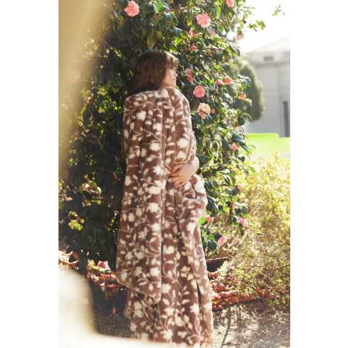 Lush Floral Chocolate Plush Blanket