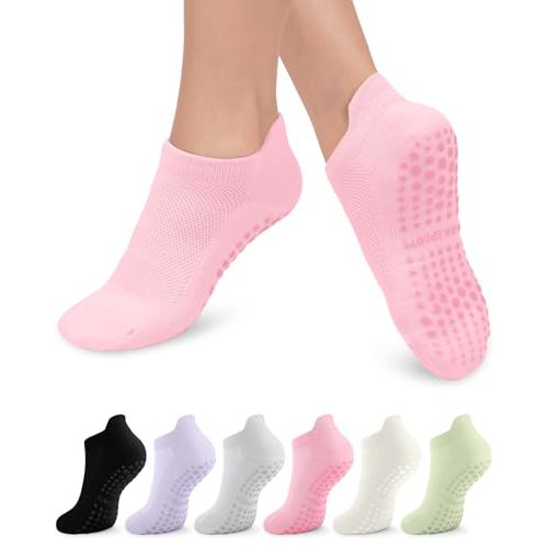 3/6 Pairs Grip Pilates Socks for Women, Non-slip Yoga Athletic Socks for Barre Ballet Barefoot Workout Hospital