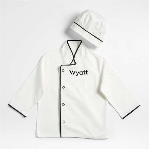 Black and White Kids Chef Coat and Hat Set