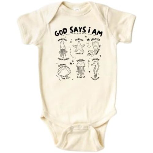 God Says I Am Ocean Baby Bodysuit, Newborn Outfit, Baby Clothes, Gift for Children