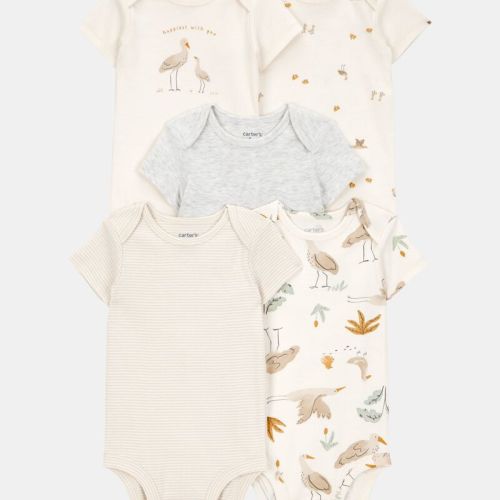 Baby 5-Pack Striped Birds Short-Sleeve Cotton Bodysuits | Carter’s Oshkosh Canada