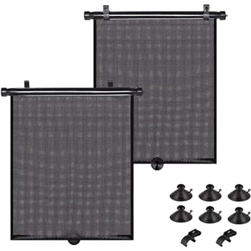 Retractable Car Sun Shade for Side Windows, Baby Protection & UV Block Roller Shade with Universal Fit, Easy to Use, Heat Shield & Glare Reduction - Kivano