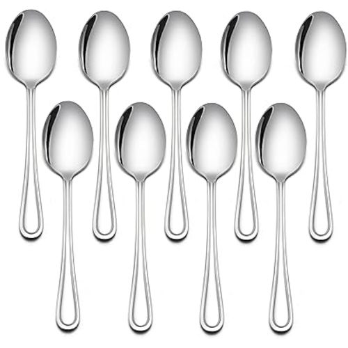 LIANYU 9-Piece Toddler Spoons, Kids Baby Spoons Self Feeding, Stainless Steel Children Silverware Set for 2-10 Year Old, Preschooler Cutlery Flatware Set for Home School, Dishwasher Safe