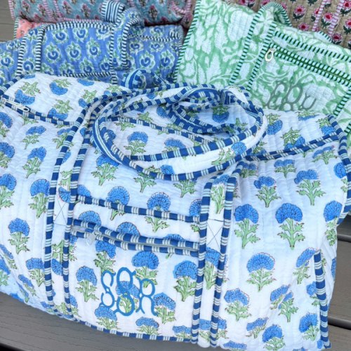 Quilted Block-Print Duffel Bag