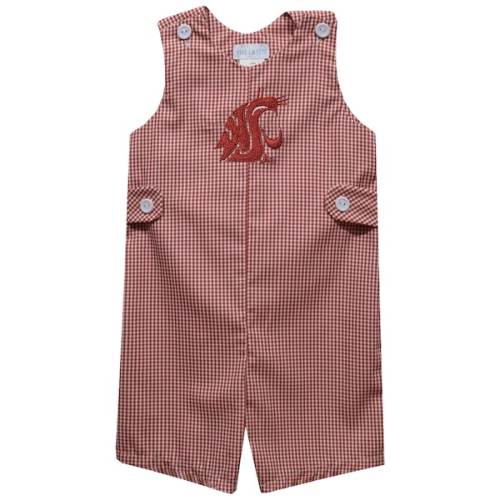 Washington State Cougars Vive La Fete Infant Gingham Jon Jon Romper - Crimson