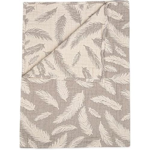 Crane Baby Blanket, Soft Cotton Jacquard Nursery and Stroller Blanket for Boys and Girls, Grey Feather, 30” x 40”