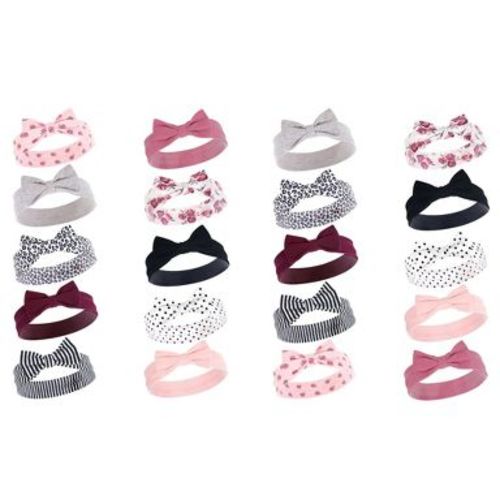 Hudson Baby Infant Girls Cotton and Synthetic Headbands Bundle Set, Rose, 0-24 Months