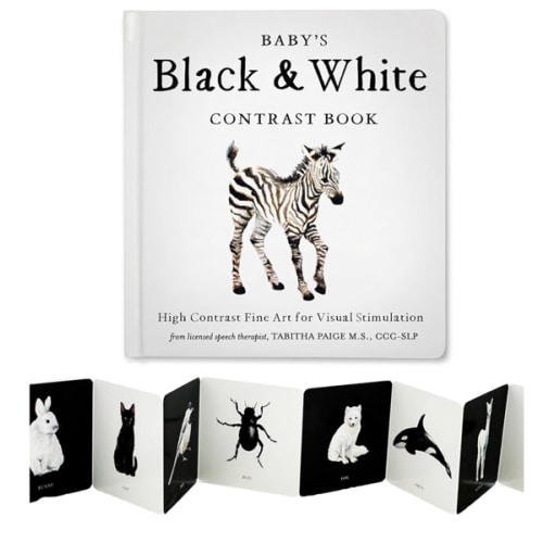Baby's Black and White Contrast Book: High-Contrast Art for Visual Stimulation at Tummy Time (Tabitha Paige Children's Book Series)