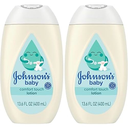 Johnson's Baby Comfort Touch Newborn Baby Face & Body Lotion, Silky Moisturizing Lotion, Toddler Essentials, Hypoallergenic, No added Parabens &Dyes, 13.6 fl. oz (Pack of 2)
