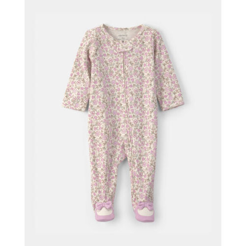 Baby Girl Floral 2-Way Zip Snug Fit Sleep & Play Pajamas - Pink/Ivory | Carter's