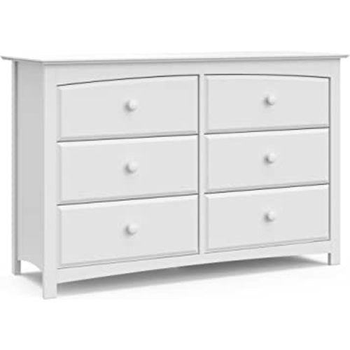 Storkcraft Kenton 6 Drawer Double Dresser (White) For Kids Bedroom, Nursery Dresser Organizer, Chest Of Drawers For Bedroom, Universal Design For Children’s Bedroom