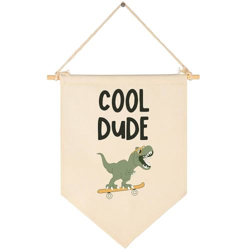Dinosaur Skateboard Idea-Sign Above Crib-Baby Flag Wall Decor Gifts for Baby Boys Kids-Canvas Hanging Pennant Banner Wall Sign Gifts for Nursery Baby Room Playroom Bedroom Front Door