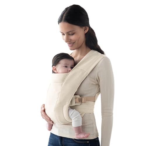 Ergobaby Embrace Baby Carrier Newborn to Toddler - Lightweight Ergonomic Baby Carriers - Cozy Essentials (7-25 Pounds), Ponte Knit, Cream