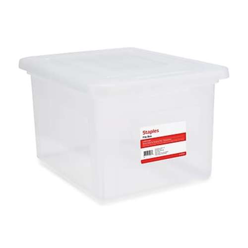 Staples File Box Plastic File Box Snap, Letter/Legal Size, Clear (140168/140139)