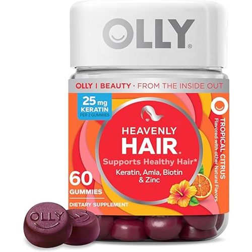 OLLY Heavenly Hair Gummy, Supports Healthy Hair, Keratin, Biotin, AMLA, Chewable Supplement, 30 Day Supply - 60 Count