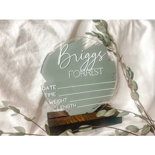 Acrylic Birth Announcement Sign: Newborn Stats, Nursery Decor