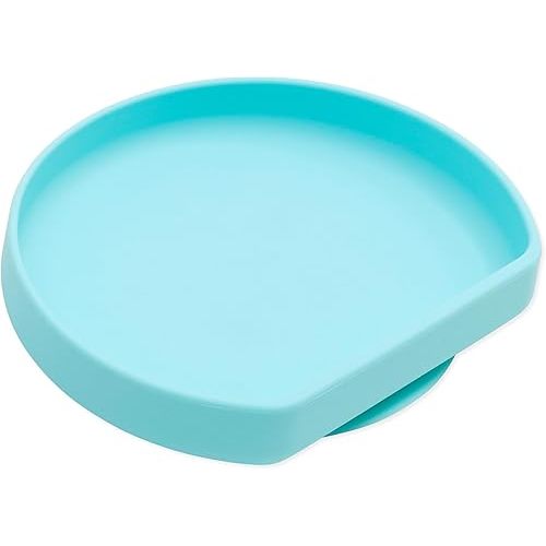 Bumkins Toddler and Baby Suction Plate, Silicone Grip Plate for Babies and Kids, Baby Led Weaning, Children Feeding Supplies, Non Skid Sticky Bottom, Platinum Silicone, Ages 6 Months Up, Blue
