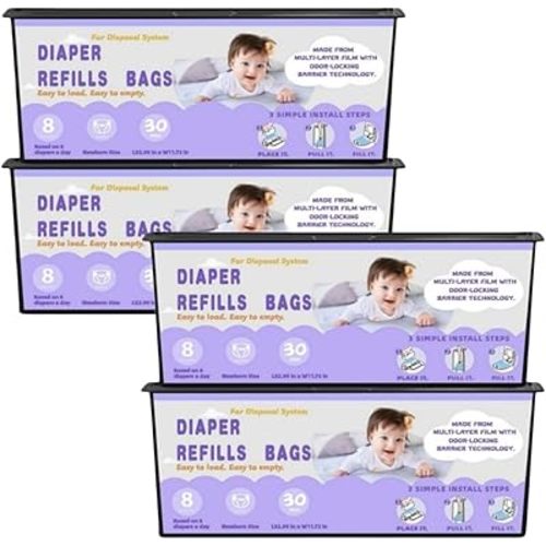 Diaper Easy Roll Refill Bags，120 Lavender Scented Diaper Pail Refills，Holds Up to 5600 Newborn Diapers，Superior Odor Control，Compatible with Genie Easy Roll Signature & Platinum Pails