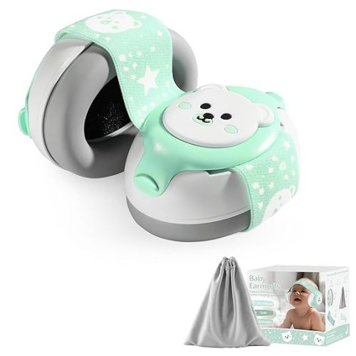 YomauiYee Baby Earmuffs,Bear Infant Headphones Noise Cancelling Infant Ear Protection with Adjustable Headband Baby Sound Proof Headphones,Baby Travel Essentials for Travel/Sleep/Plane/Noisy Event