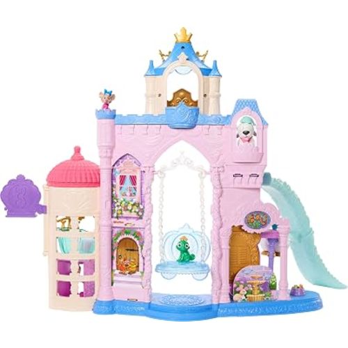 Mattel Disney Princess Pet Castle Playset with 7 Play Areas, 3 Animal Friends, Furniture & 17 Accessories, 2+ ft Tall Pet Palace, Inspired by Movies