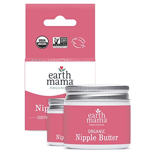 Organic Nipple Butter Breastfeeding Cream by Earth Mama | Lanolin-free, Safe for Nursing & Dry Skin, Non-GMO Project Verified, 2-Fluid Ounce (2-Pack)