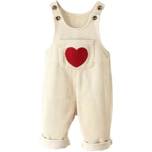 Happy Cherry Infant Baby Boy Girl Corduroy Overalls Romper Adjustable Button Suspender Big Pants Plain Romper Outfit Clothes