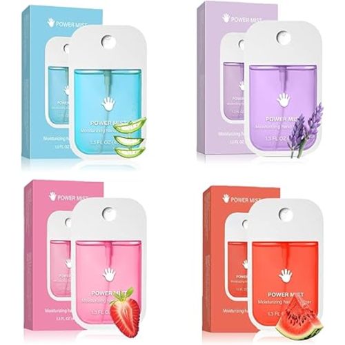 4pcs Hand Sanitizer Spray, Portable Power Mist Hydrating Hand Sanitizers Spray Travel Size, Pocket Hand Sanitizer Multi-Flavor Cleanses Your Hands
