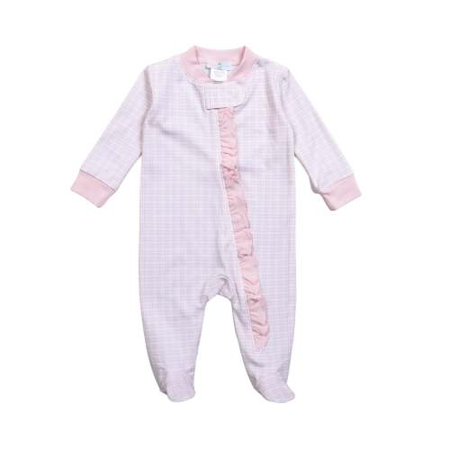 PPD-299 Pink Plaid Pima Zipper Footie