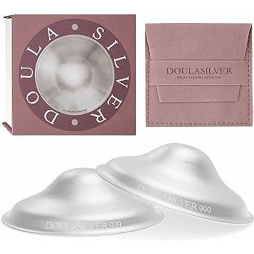 Doulasilver The Original Silver Nursing Cups - XL - Breastfeeding Essentials - Nipple Shield - Breast Feeding - 999 Pure Silver - Nipple Shields for Nursing Newborn - Newborn Essentials Must-Haves
