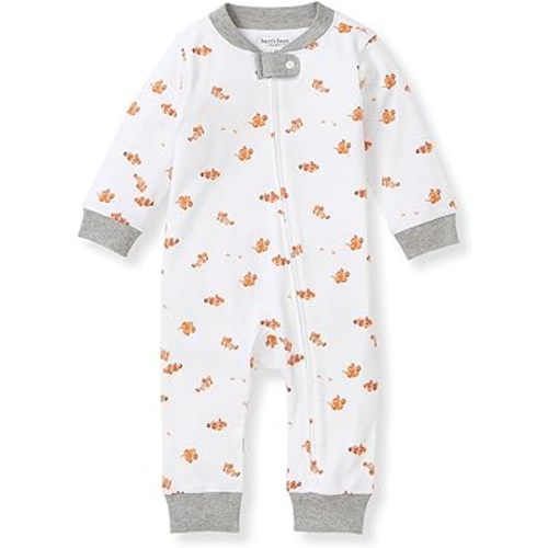 Burt's Bees Baby Boys Sleep and Play PJs, 100% Organic Cotton One-Piece Zip Front Romper Jumpsuit Pajamas