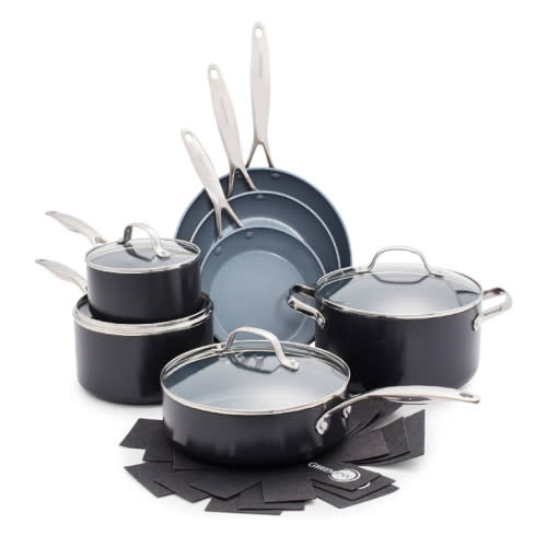 Goal is $487.11: GreenPan 11 Piece Valencia Pro Ceramic Nonstick Cookware Set