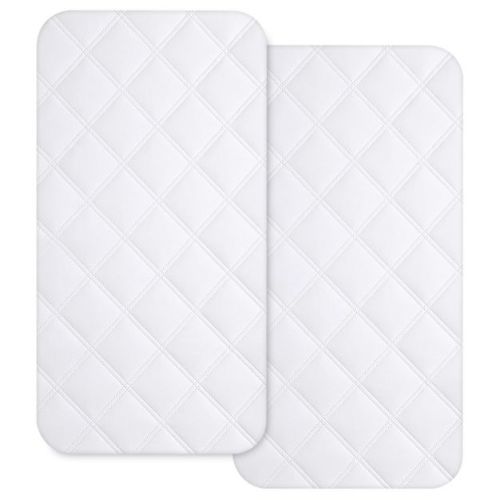 Aoibox Waterproof Bassinet Mattress Pad Cover 2 Pack Quilted Soft Microfibre Protector 34x19in for Babies