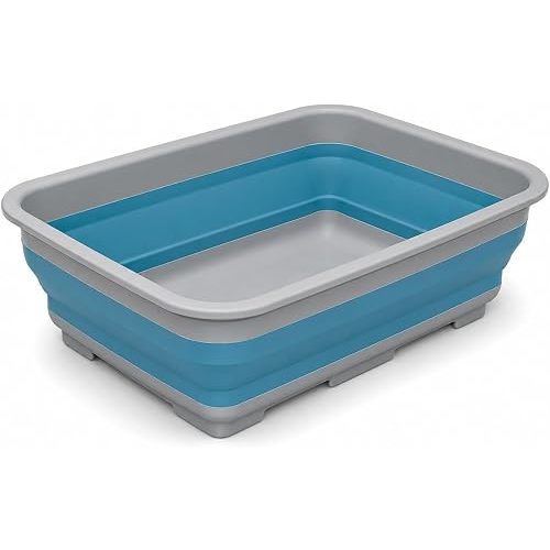 Goderewild Collapsible Dish Pan, 10L (2.6 Gal) Foldable Sink Tub, Blue
