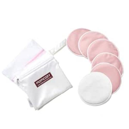 Momcozy Reusable Breast Pads, Breastfeeding Essentials, Thin 6PCS | Washable, Dry-wet Bag, Wash Bag, Portable for Travel, Super Absorbent, and Large Capacity