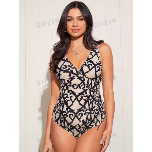SHEIN Maternity One Piece Swimsuit With Full Print