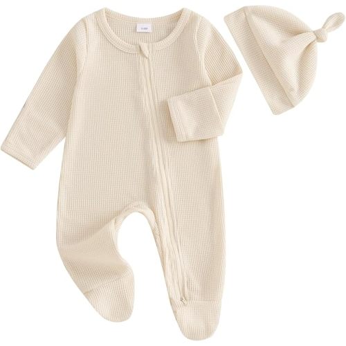 Infant Baby Boy Fall Outfit Romper Footies Solid Color Zip Up Jumpsuit Bodysuits One Piece Footed Newborn Clothes