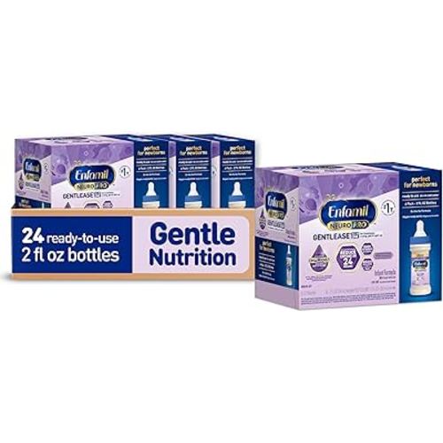 Enfamil NeuroPro Gentlease Baby Formula, Brain Building DHA, HuMO6 Immune Blend, Designed to Reduce Fussiness, Crying, Gas & Spit-up in 24 Hrs, Ready-to-Feed Infant Formula, Liquid, 2 Fl Oz (24 Count)
