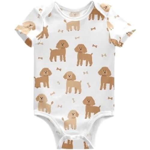 Baby Short Sleeve Bodysuit Cloud Poodle Pattern Bodysuits Cotton Baby Suits for Boys Girls