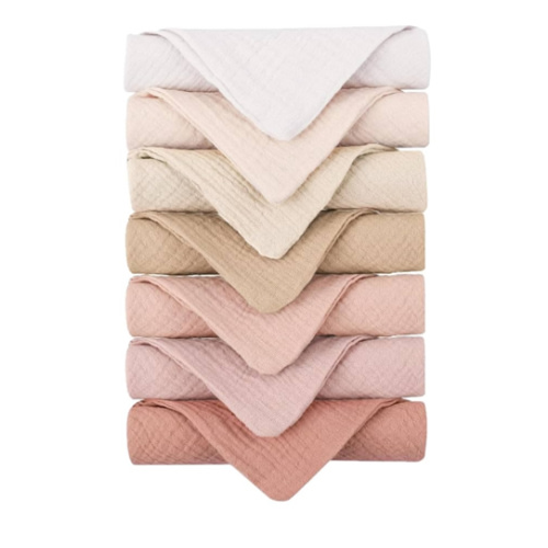 Konssy Baby Muslin Washcloths 7-Pack, 100% Cotton Baby Bath Washcloths, Soft & Absorbent Wash Cloths and Burp Cloths for Newborn Kids Girls & Boys, 11x11 inches