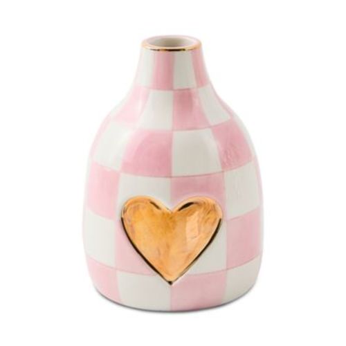 Rosy Check Heart Bud Vase
