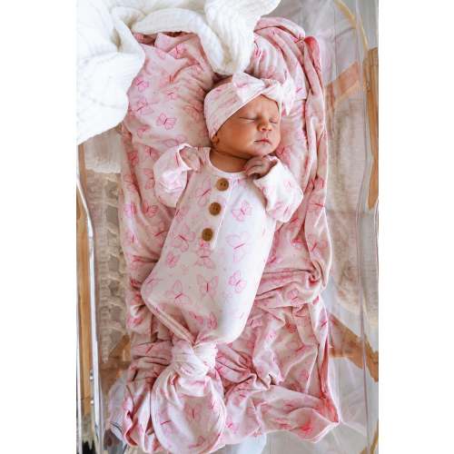 Newborn Baby Knot Gown & Hat Set | Blooming Butterflies