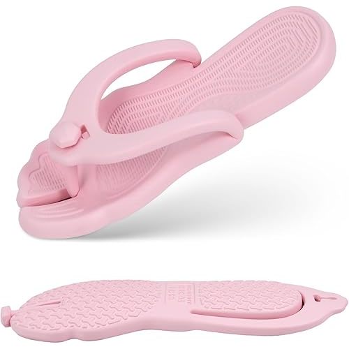 Rosoz Flip Flops for Women Men Foldable Travel Slippers Lightweight Shower Shoes Non-Slip Quick-Dry Bathroom Camp Beach Sandals