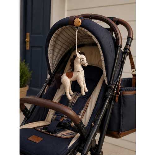 Handmade Felt Horse Stroller Toy, Equestrian Baby Gift, Preppy Nursery Hanging Accessory