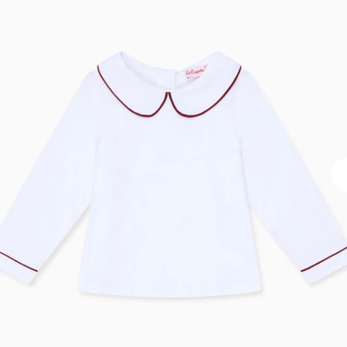 Burgundy Romo Long Sleeve Baby Top | La Coqueta Kids UK