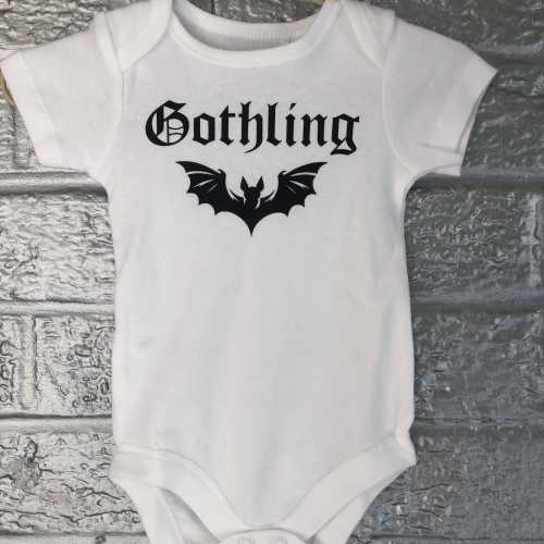 Goth baby onesie, Gothling, bat baby onesie, alternative baby clothes, goth baby shower gift, goth style baby, goth baby gift, Gothling baby