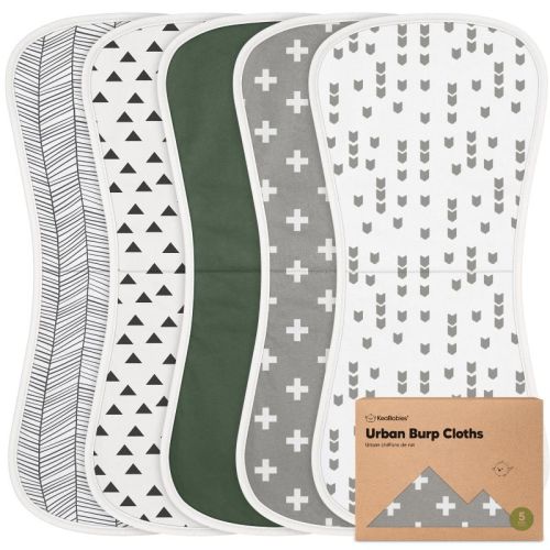KeaBabies 5pk Urban Baby Burp Cloths, Organic Burping Cloth for Babies, Burp Rags for Baby Girls, Boys