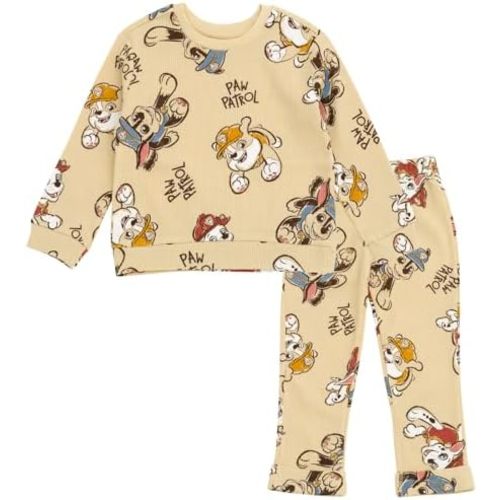 Paw Patrol Waffle Knit Pullover Sweatshirt and Jogger Pants Outfit Set Newborn to Little Kid Sizes (0-3 Months - 5)