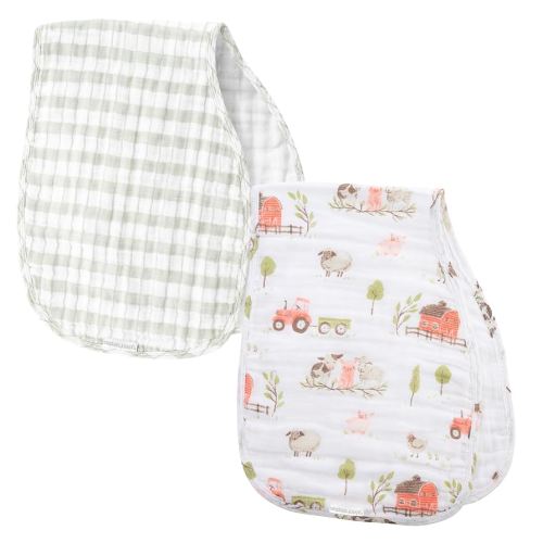 Stephen Joseph, Muslin Baby Burp Cloths, 2-Pack 100% Cotton, Burp Cloth for Baby Boys and Girls, Farm