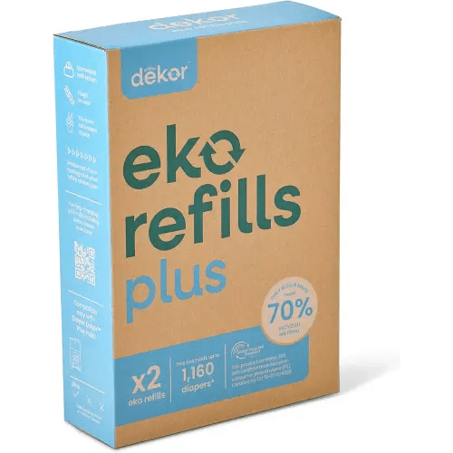 Diaper Dekor PLUS Diaper Pail Refills | 2 Count Unscented | Exclusive End-of-Liner Marking | Thick, Quick & Easy to Replace | Most Economical Refill System | for Original and Eko Style Pails