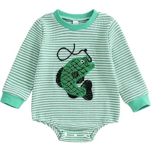 FIOMVA Baby Boy Sweatshirt Romper Fall Winter Clothes Outfits Sweater Onesie Long Sleeve Bubble Romper Bodysuit